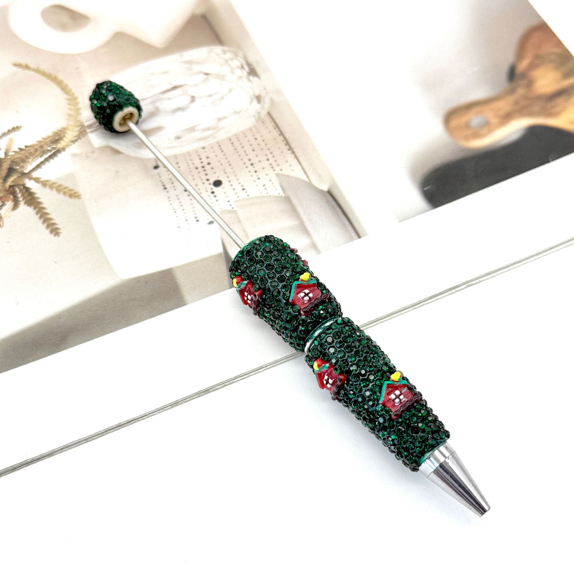 Wholesale Christmas Full Diamond Pen DIY Beadable Pen Elk Snowman
